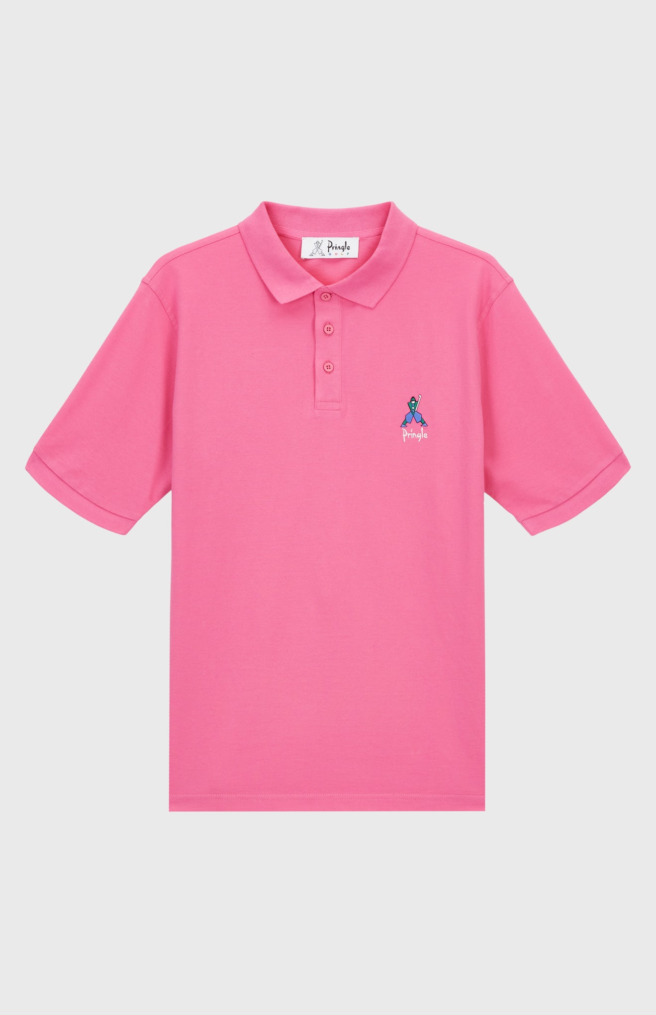 Geometric George Golf Cotton Polo Shirt In Heather Pink