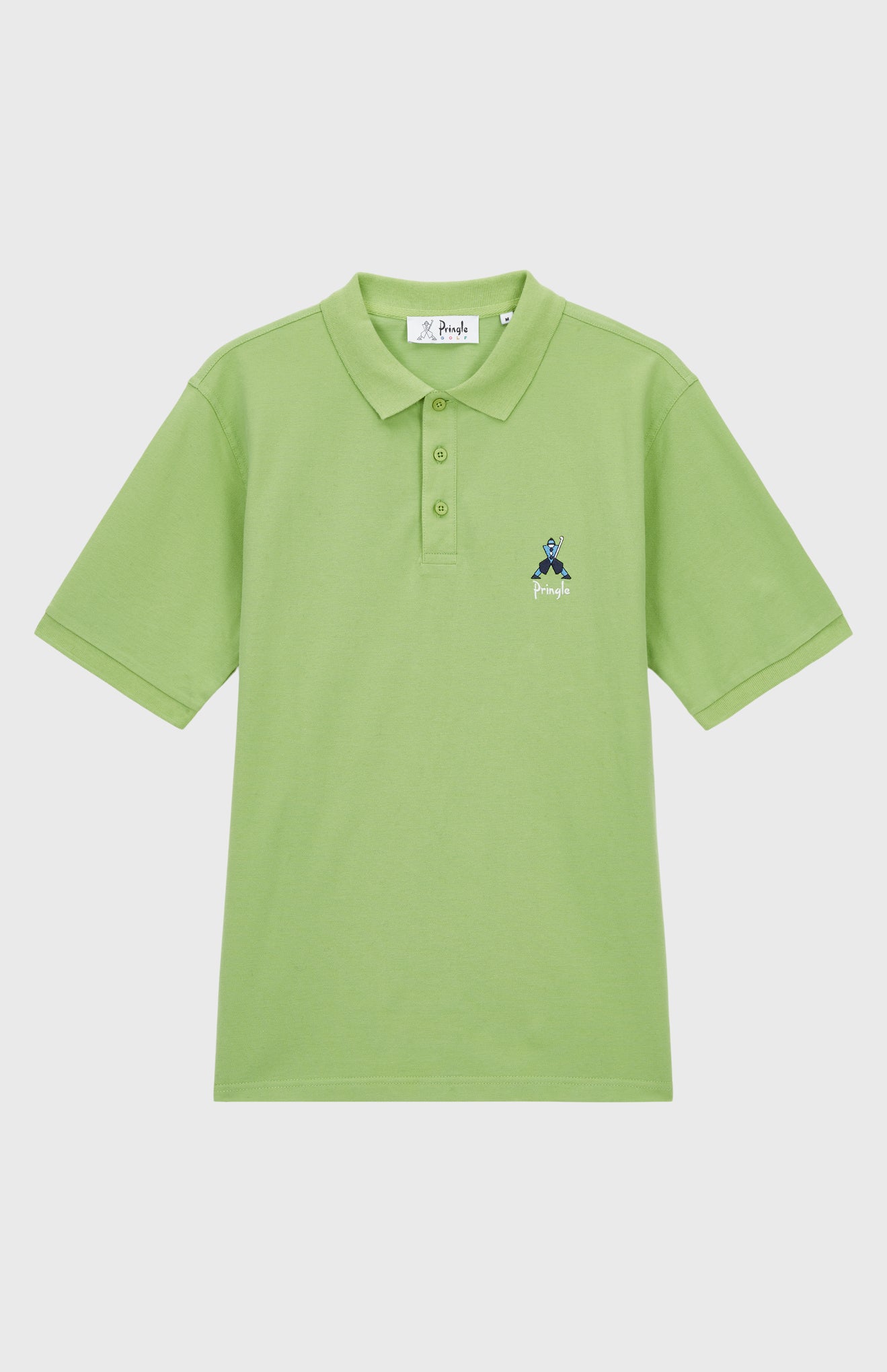 Geometric George Golf Cotton Polo Shirt In Field Green