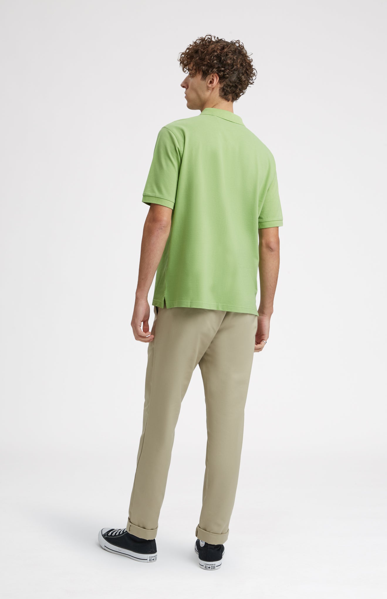 Geometric George Golf Cotton Polo Shirt In Field Green