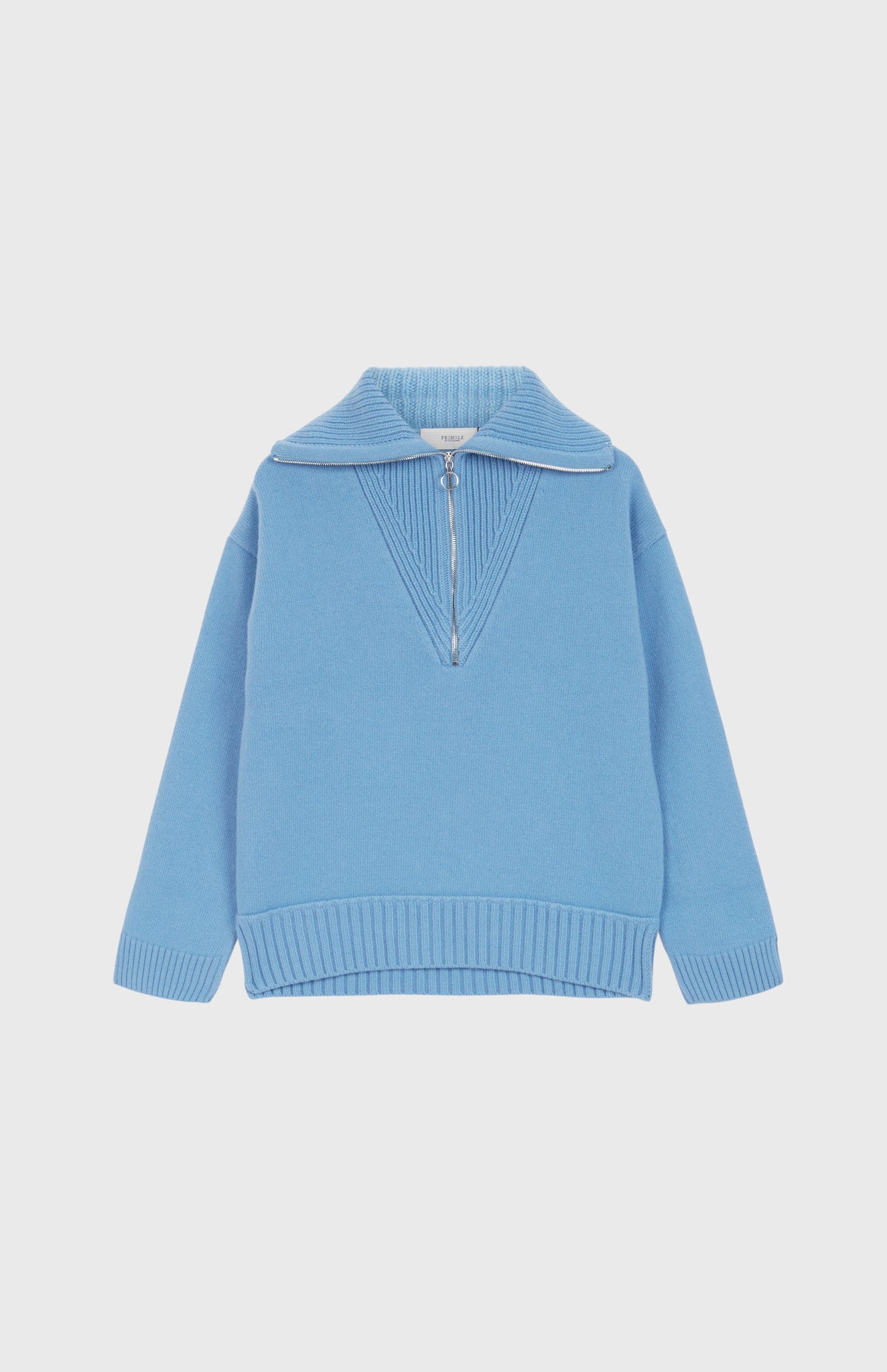 Cashmere Blend Zip Jumper  In Cornflower