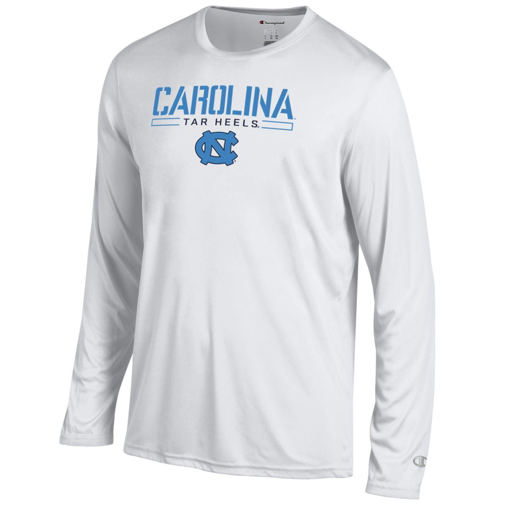 Dry Fit Athletic White Champion Carolina Long Sleeve T-Shirt – Shrunken ...