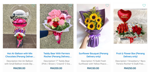 penang florist, cotton bunny's florist, florist in penang, balloons, flower bouquets in malaysia, sunflower, roses malaysia