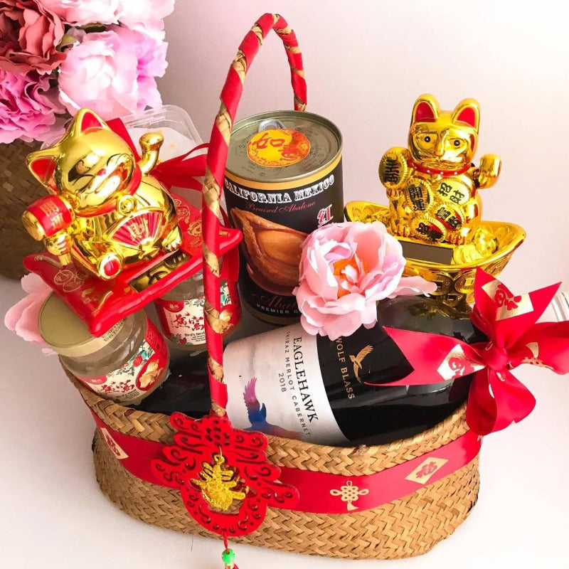 Chinese New Year 2021 Double Lucky Cat Premium Gift Basket | Giftr