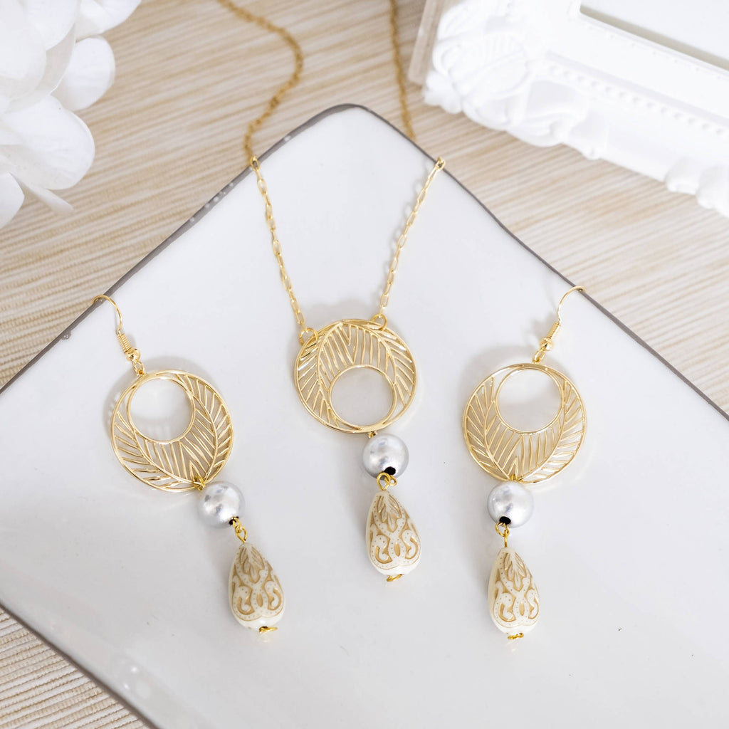 Beige Japanese Beads Jewelry Set (Necklace and Earring) | Giftr ...