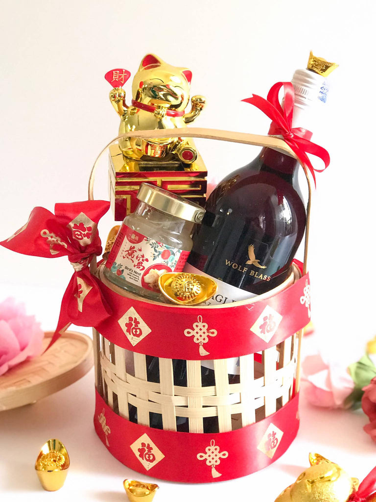 Chinese New Year 2021 Merlot Wine Gift Basket 03 FREE DELIVERY | Giftr - Malaysia&#039;s