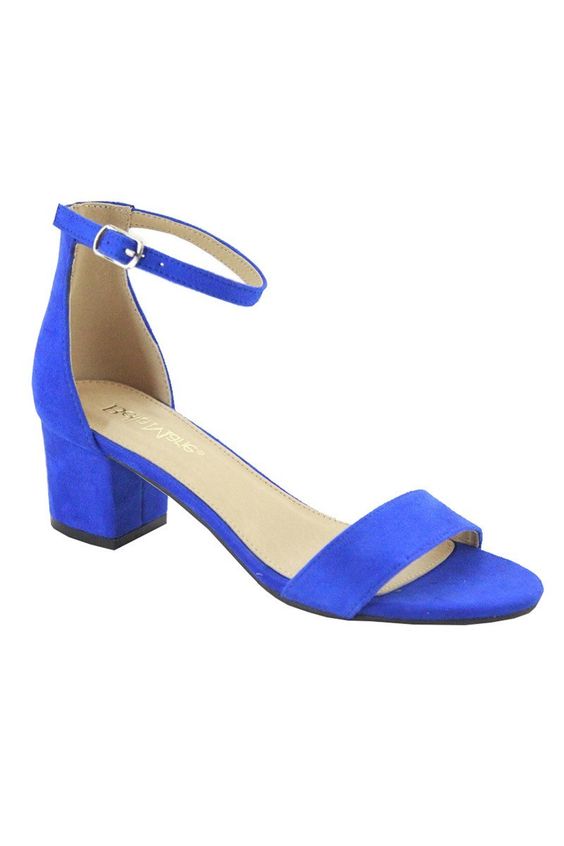 Low Ankle Strap Block Heel | Royal Blue 