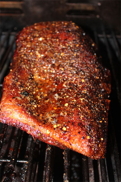 Beef brisket barbecuing