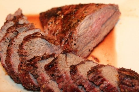 Sliced grilled beef sirloin tri-tip with Santa Maria BBQ Rub