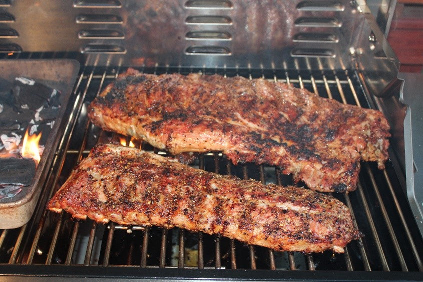 Pork ribs on the grill