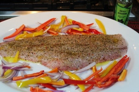 Catfish with Creole Seasoning ready for the sauté pan