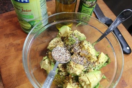 Combine the avocado, olive oil, lime juice and Guacamole Seasoning.