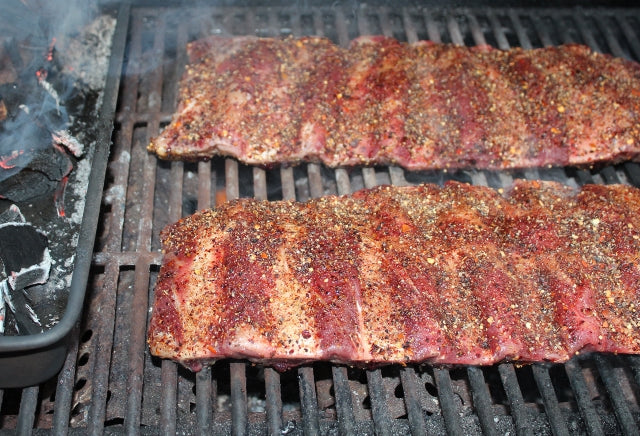 Beef ribs barbecuing