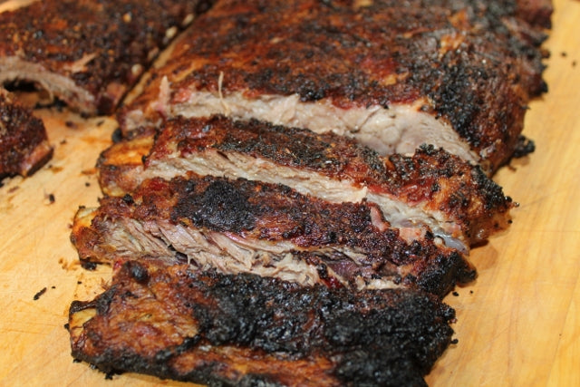 Slicing the pork ribs