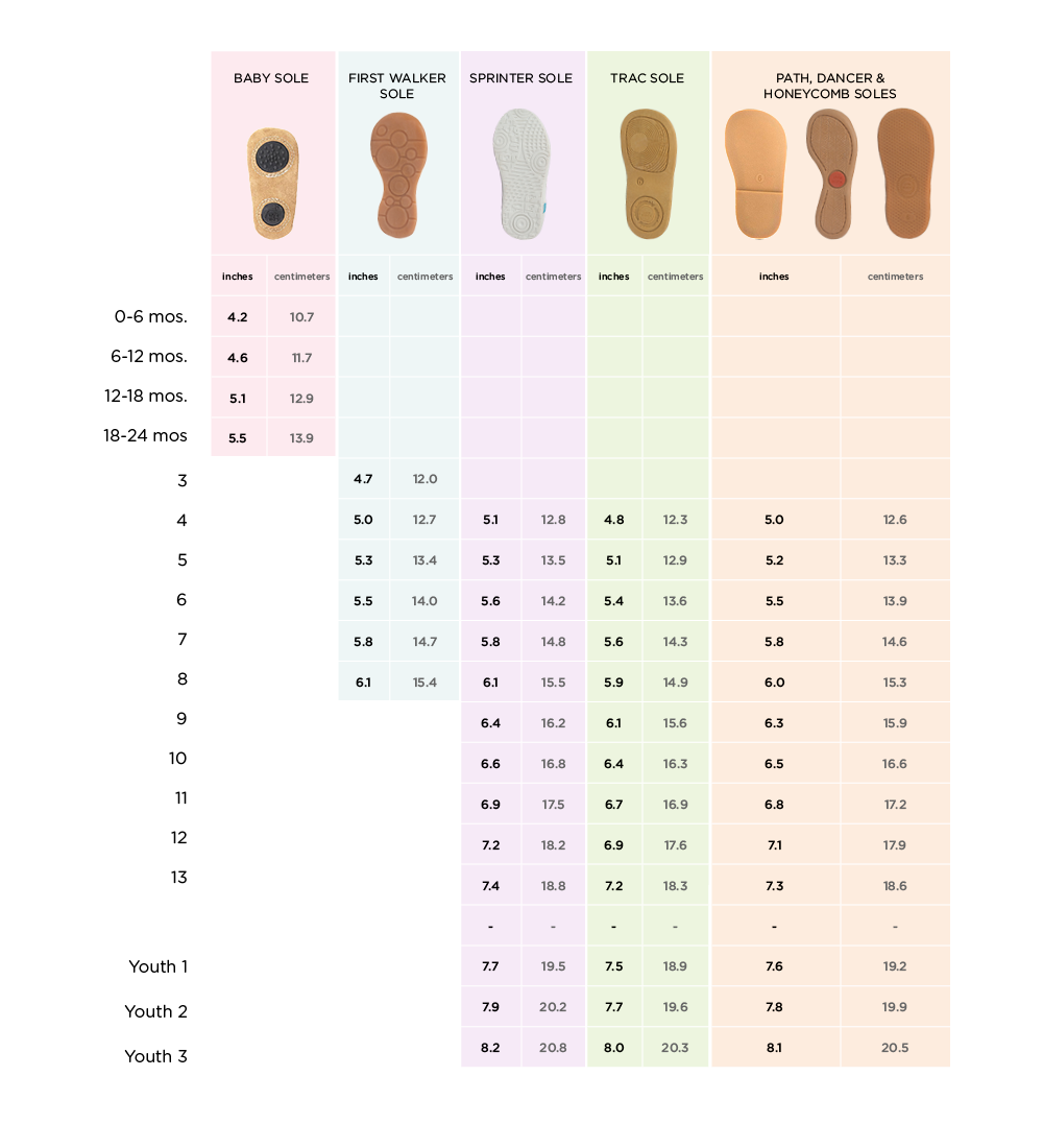 Kids Foot Measuring For Sneakers Chart