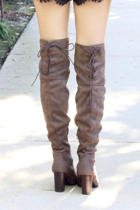 Bounty complicaties stroom Hayden Over-the-Knee Boots in Taupe – Silver & Gold Boutique