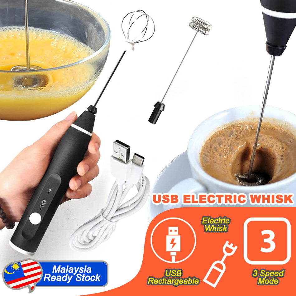 MESOCO Immersion Blender,Milk Frother Handheld Foam Maker USB Rechargeable Coffee Frother with 2 Stainless whisks,3-Speed Adjustable Mi