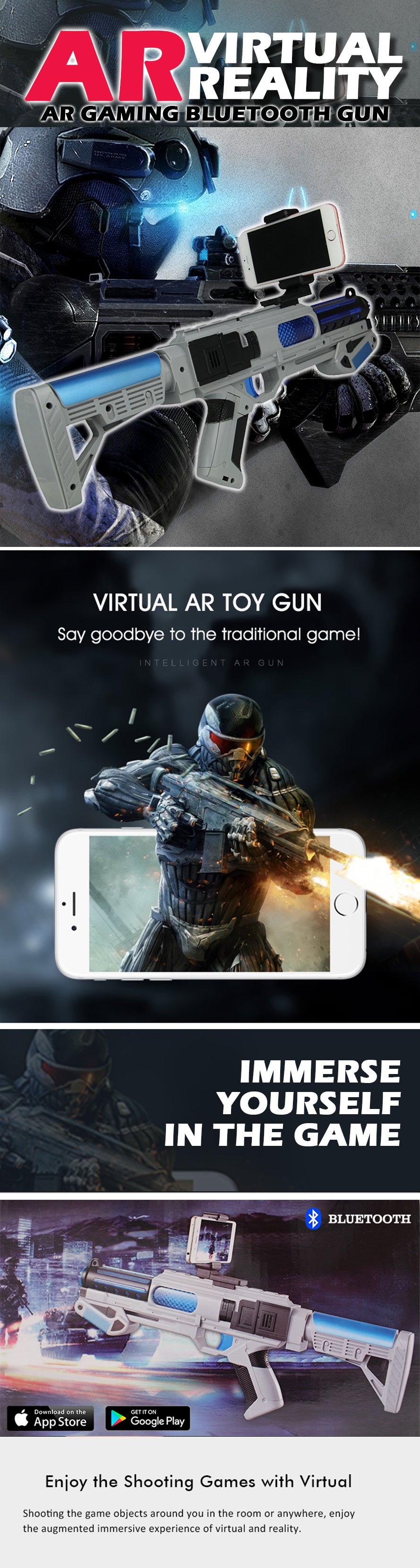 idrop AR Virtual Reality AR Gaming Bluetooth Gun shooting game for sma