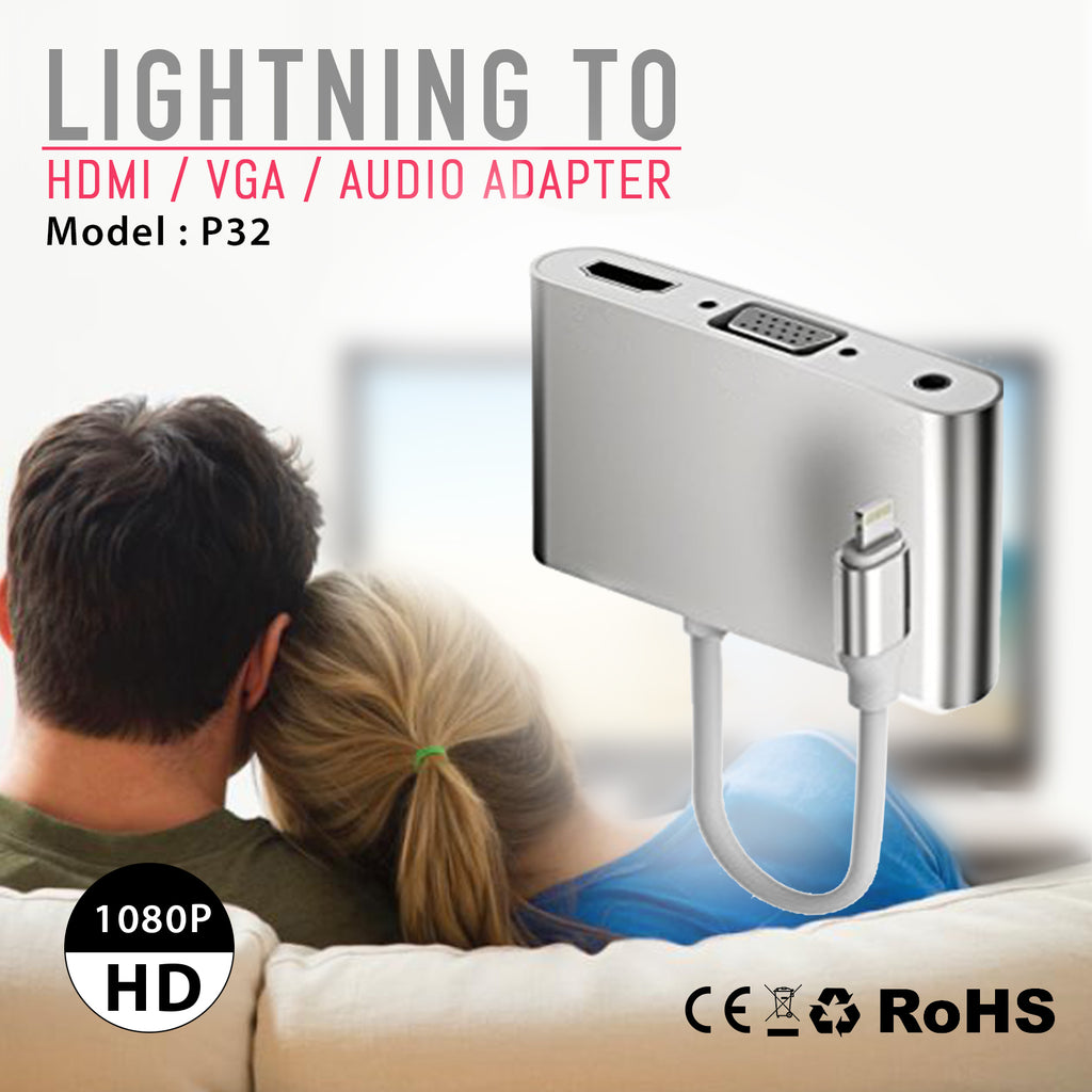 idrop P32 Lightning to HDMI / VGA Audio Adapter for iPhone 5 / 6 / 7 i