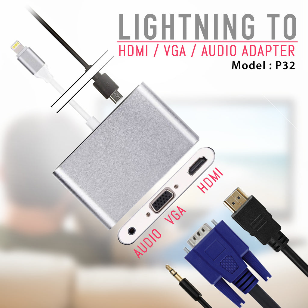 idrop P32 Lightning to HDMI / VGA Audio Adapter for iPhone 5 / 6 / 7 i