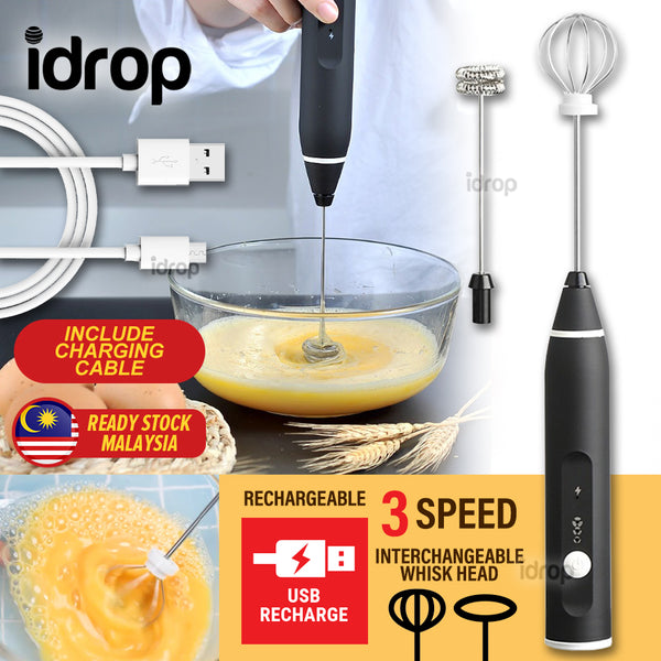 idrop [ 3 IN 1 ] 250ml Multifunction Mini Electric Egg Beater Whisk 