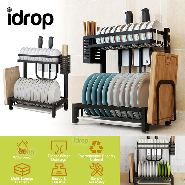 Improvements 2-Tier Space Saving Dish Draining Rack