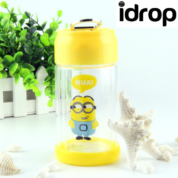Cute Cartoon 3D Minion Water Bottle Drink Glass Cup Boy Girl Kid Water  Bottle Copo Los Minions Copo with Cloth BPA Free 300ml - AliExpress