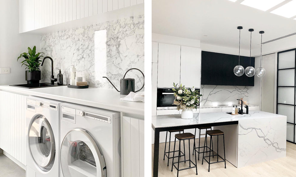 Laundry and kitchen with Bondi Wash products