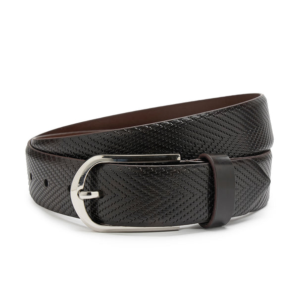 Buy Men Brown Textured Leather Business Casual Belt Online - 683298