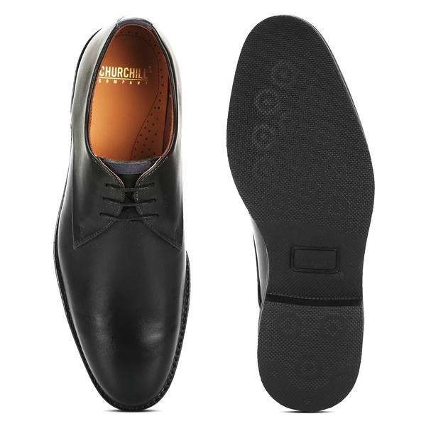 Grant: Ultralight Black Plain Toe Derby Shoes For Men