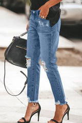 Jeans Baggy Femme Bleu Dechire Slim Fit DElave