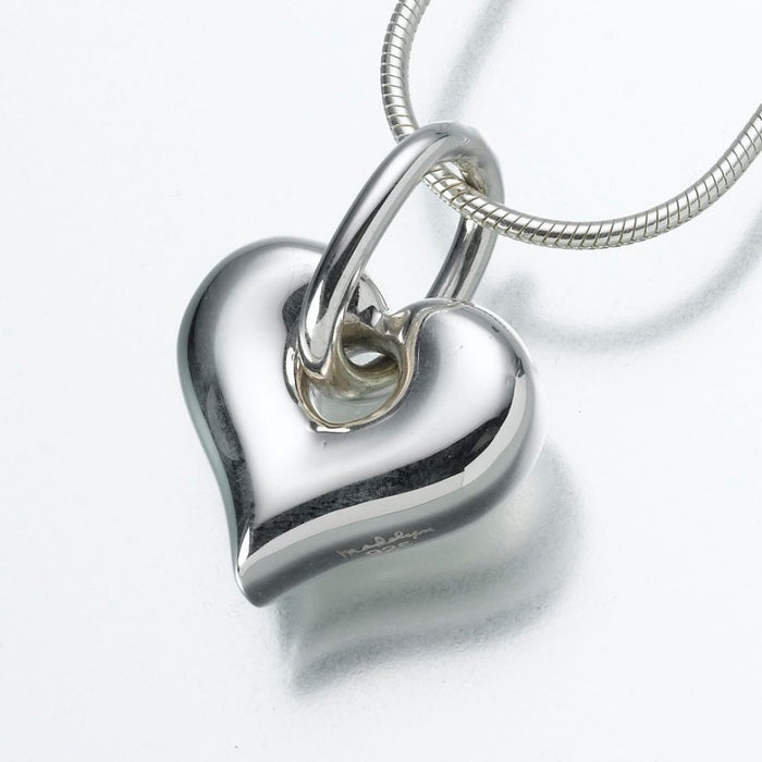 Puff Heart Pendant With Loop Cremation Jewelry — Afterlife Essentials