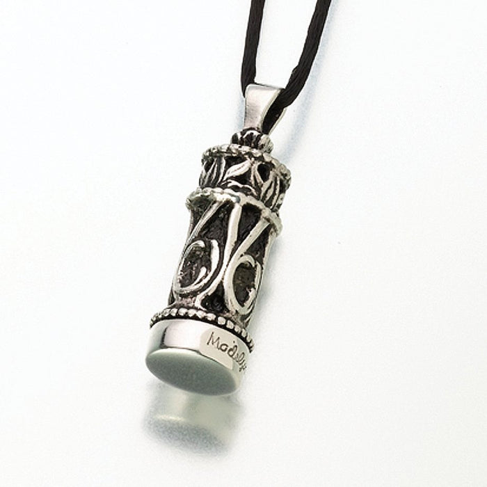 Small Chromate Filigree Cylinder Pendant Cremation Jewelry — Afterlife ...