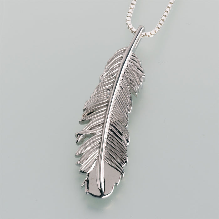 Sterling Silver Feather Pendant Cremation Jewelry — Afterlife Essentials