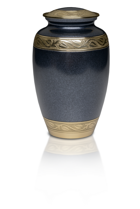 Elegant Brass with Hand Tooled Brass Band Adult 200 cu in Cremation Urn-Cremation Urns-Bogati-Afterlife Essentials