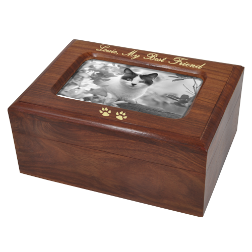 Memory Chest Wood Box With Photo Window Cat Pet 80 Cu In Cremation Urn Afterlife Essentials