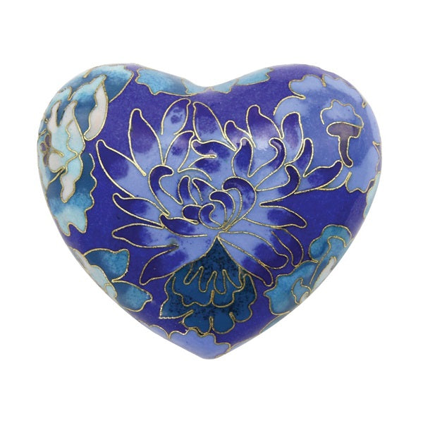 Elite Floral Blue Heart Keepsake with velvet box Cremation Urn ...