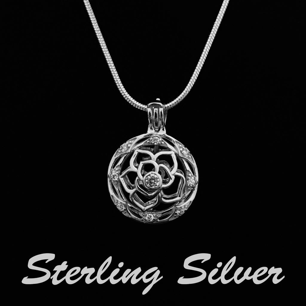Sterling Silver Flower Pendant & Necklace – Pearls Gone Wild