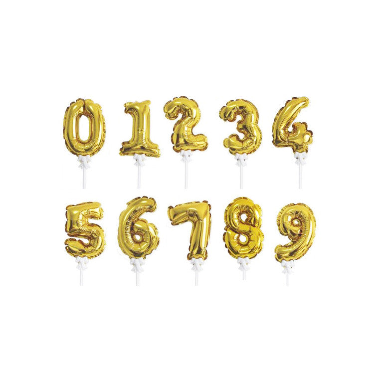 mini gold number balloons