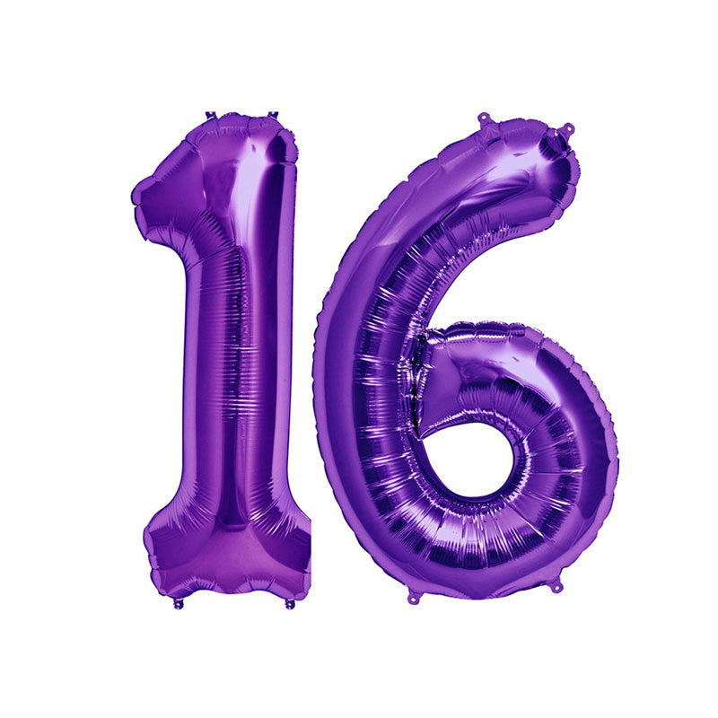purple foil number balloons