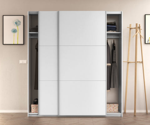 ARC 150cm Large 2 Door Sliding Wardrobe - White - Online4furniture