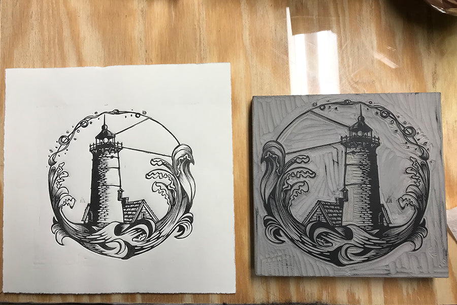 Nauset Light test print - Paprika Press Printshop