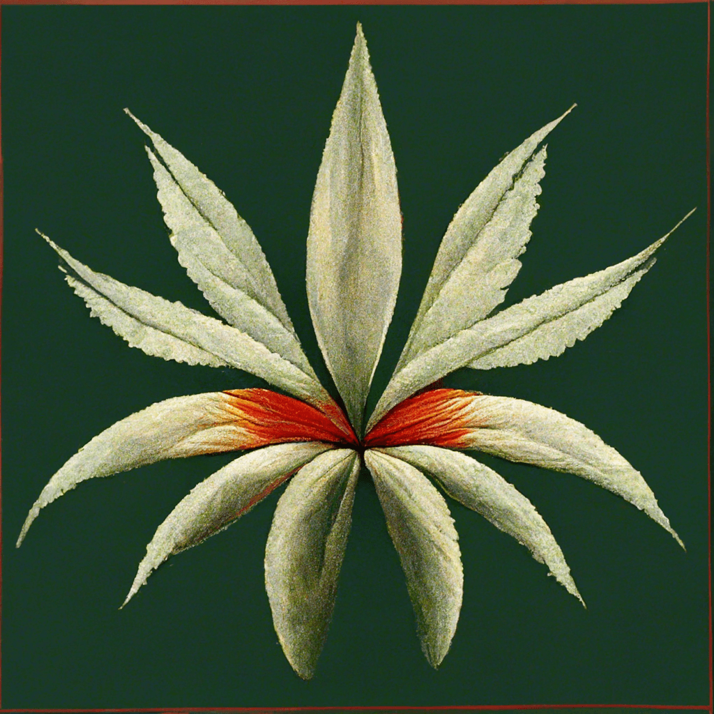 Cannabis Botanical Illustration in the style of Georgia OKeeffe - Goldleaf