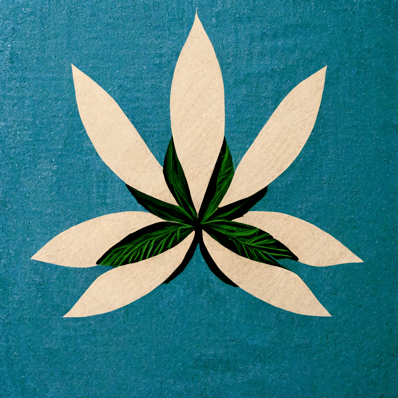 Cannabis Botanical Illustration in the style of Henri Matisse - Goldleaf