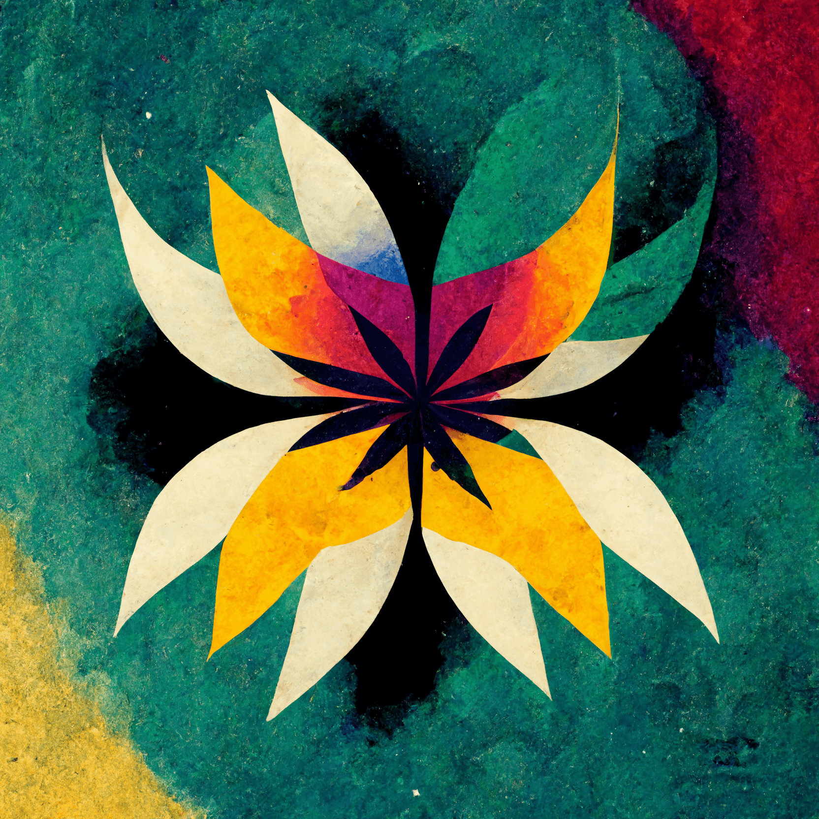 Cannabis Botanical Illustration in the style of Wassily Kandinsky - Goldleaf