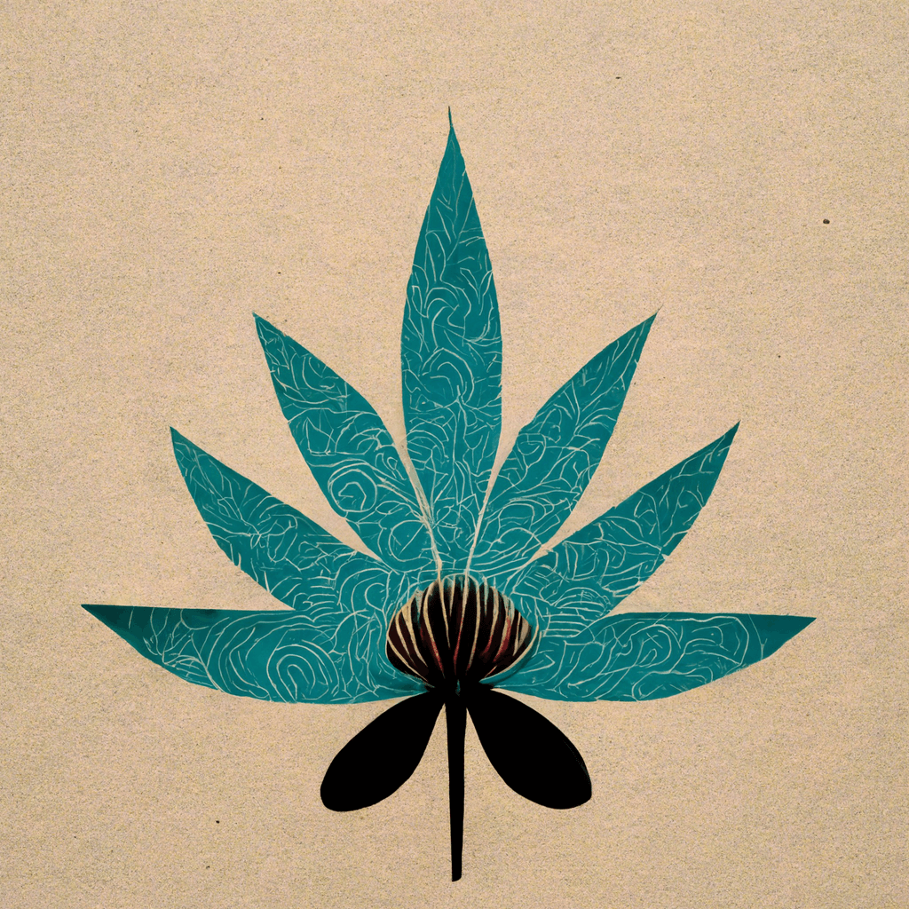 Cannabis Botanical Illustration in the style of Charley Harper - Goldleaf
