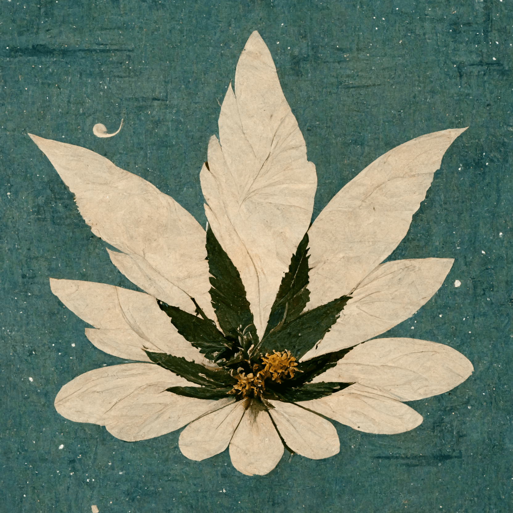 Cannabis Botanical Illustration in the style of Winslow Homer - Goldleaf