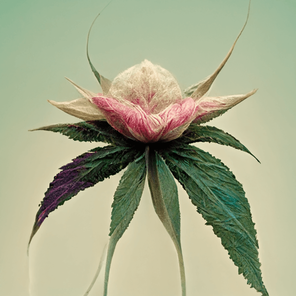Cannabis Botanical Illustration in the style of Richard Bofill - Goldleaf