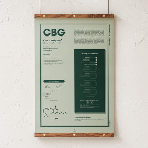 CBG: Cannabigerol - A Closer Look Art Print - Poster with Hanging Rails by Goldleaf