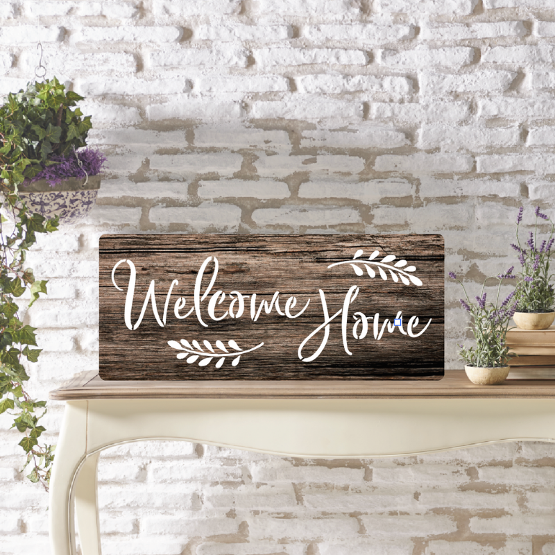 Courdom 25 Pcs Large Welcome and Home Sign Stencils Kit, Welcome Stencil Sweet Home Stencil Seasonal Stencils Grateful Reusable