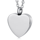 Urn Pendant Cremation Necklace Women Stainless Steel Heart Engravable